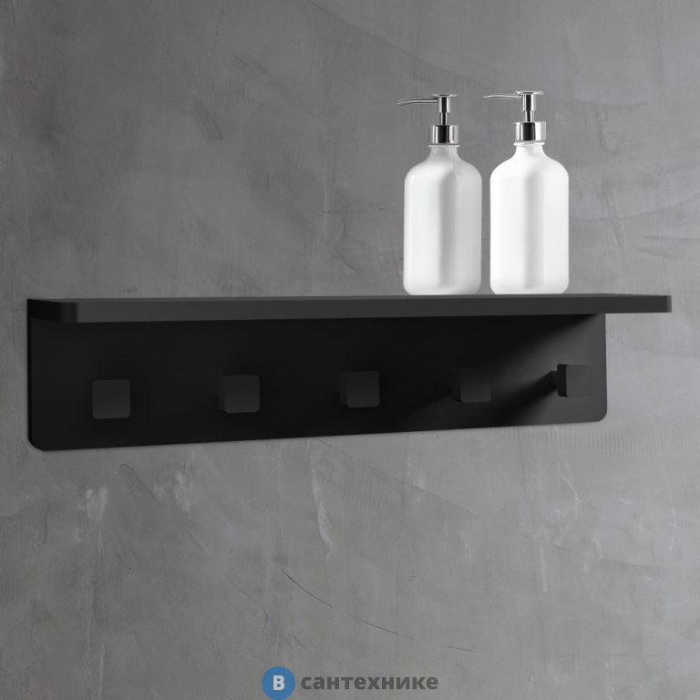 Вешалка с полкой ABBER Stein AS1651MB черная матовая