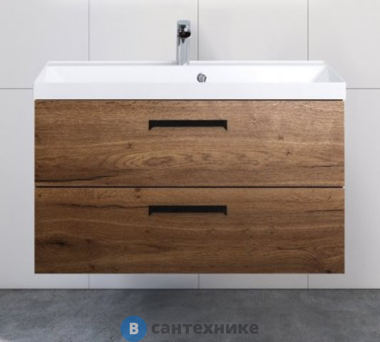 Тумба под раковину BelBagno 90 см AURORA-900-2C-SO-RT подвесная с двумя выкатными ящиками, Rovere Tabacco