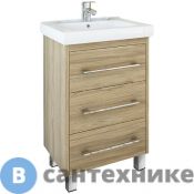 Тумба под раковину Ирлен ЛАРГО-60 напольная 3 ящика, вотан (под ум. COMO-60) /137507/