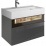 Тумба с раковиной Burgbad Yumo с 1 отв. 815х470х480 мм, 2 выдв ящика, аллюм рамка, вставка из дымч. стекла, светодиодн. подсв. умыва-ка, F3194 серый глянц (SFMX082 F3194 C0001*1)