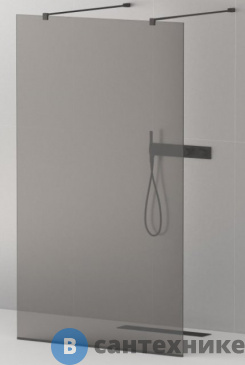 картинка Душевая перегородка Cezares LIBERTA-L-2-80-GR-NERO с возможностью двустороннего входа, стекло графит, профиль чёрный, 800x1950 мм