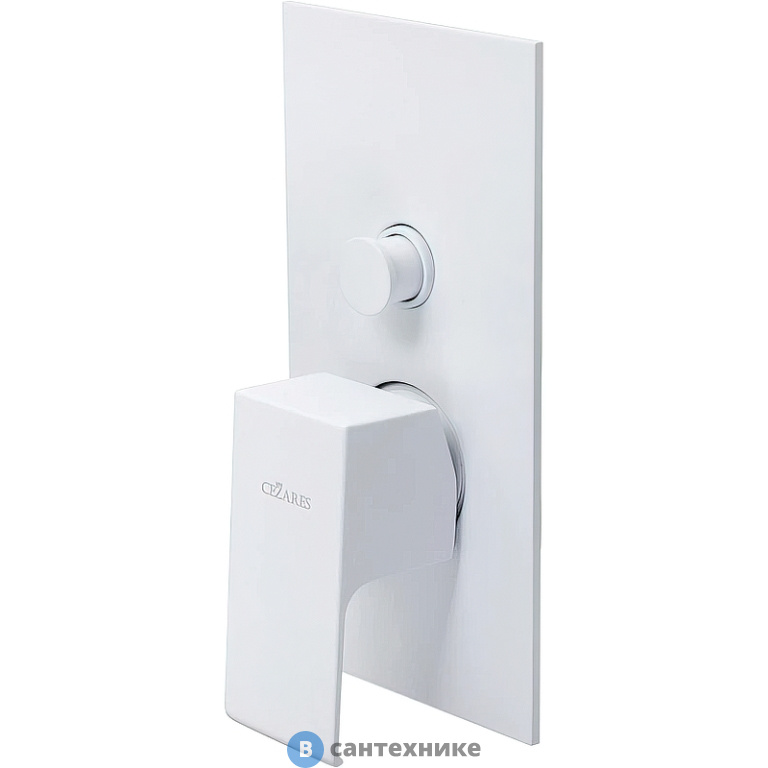 Смеситель Cezares LEAF-VDIM-BIO встраиваемый однорычажный на 2 выхода, белый матовый