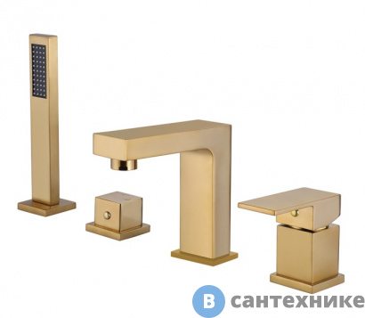 картинка Смеситель ABBER Daheim AF8213G на борт ванны, золото матовое