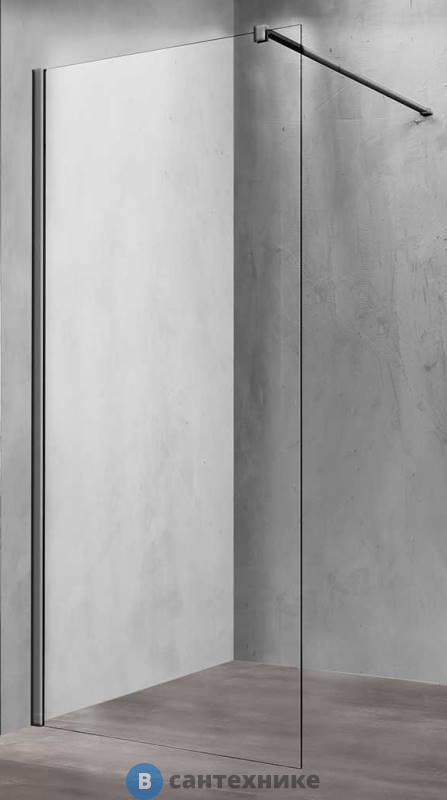 Душевая перегородка Vincea Walk-In VSW-1H800CLGM, 800*2000, вороненая сталь, стекло прозрачное