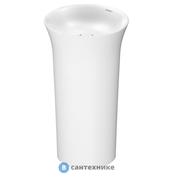 Раковина Duravit White Tulip O 500 мм напольная, без отв под смес, с керам крышкой, без перелива, сифон, слив в пол, белый (2703500070)