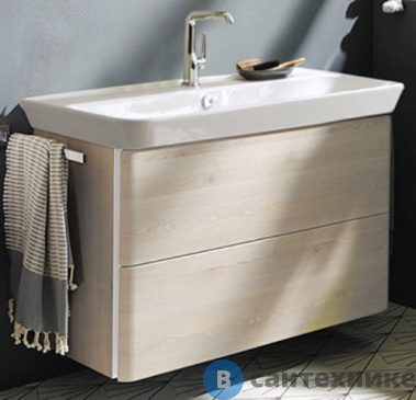 картинка Тумба Burgbad Iveo подвесная с умывальником с 1 отв под смес. 1000х492х721 мм.2 выдв ящика, сифон в компл. F2835 дуб меринос (SFEN100F2835G0161C0001*1)