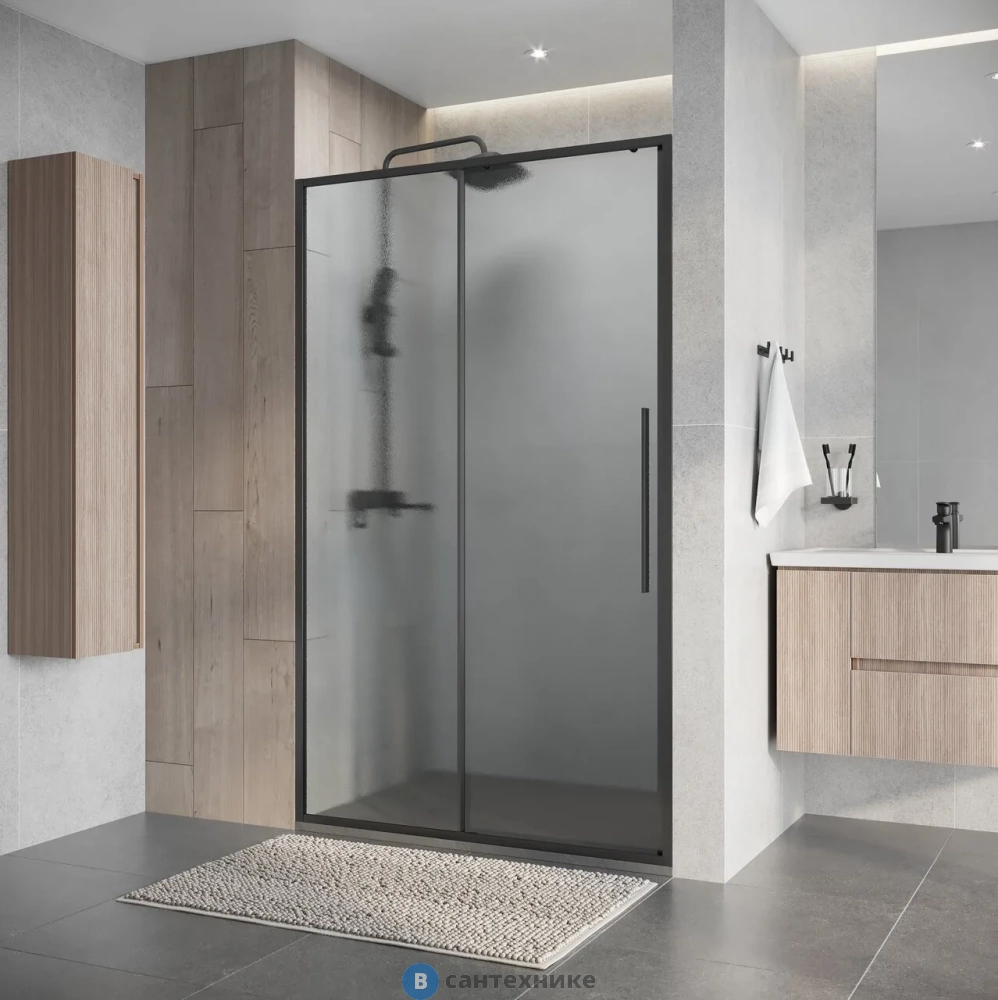 Дверь в нишу Niagara Nova NG-34-L12CHGR (120х195) графит, раздвижная влево, стекло шиншилла