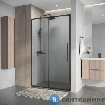 картинка Дверь в нишу Niagara Nova NG-34-L12CHGR (120х195) графит, раздвижная влево, стекло шиншилла