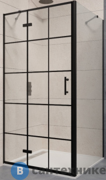 картинка Душевой уголок RGW PA-77B L (PA-07B L + Z-050-2B) чёрный/Прозрачное (Принт)/6 мм 120* 70*195 (41087727-084L), без поддона