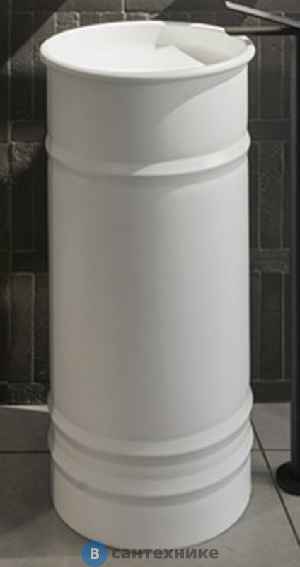 Раковина Agape Vieques ACER0798FZZ напольная d43.5x90.4 см, круглая, без отв., выпуск в пол, белый