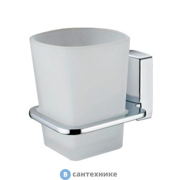 Стакан для зубных щеток WasserKRAFT Leine K-5028 стеклянный металл, хромоникелевое покрытие, матовое стекло