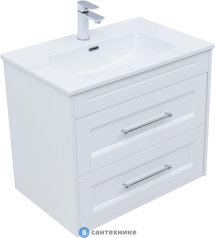 Тумба с раковиной Aquanet Бостон new 60 (Flat) цв.белый сатин (345364)