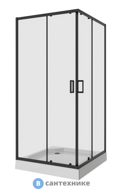 Душевой уголок Niagara NG-6808-08 black (90*90*190) квадрат, двери раздвижные, без поддона