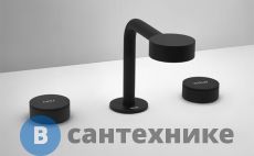 Смеситель CISAL Slim для раковины на 3 отверстия с донным клапаном, чёрный матовый (SM00102040)