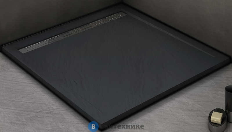 Душевой поддон WELTWASSER WW TRS 100 STONE-BL Черный 1000х1000х30 мм
