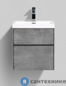 картинка Тумба под раковину BelBagno 50 см PIETRA MINI-500AS-2C-SO-SCM подвесная с двумя асимметричными выкатными ящиками Stucco Cemento
