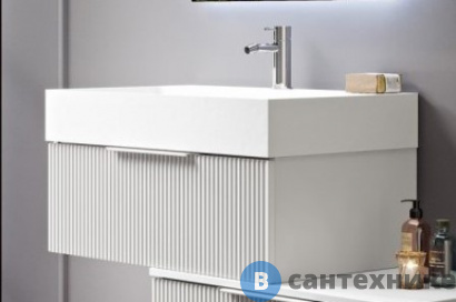 картинка Тумба под раковину Cezares PREMIUM подвесная с выдвижным ящиком, 55416 Plisse Bianco opaco, 70x44x25