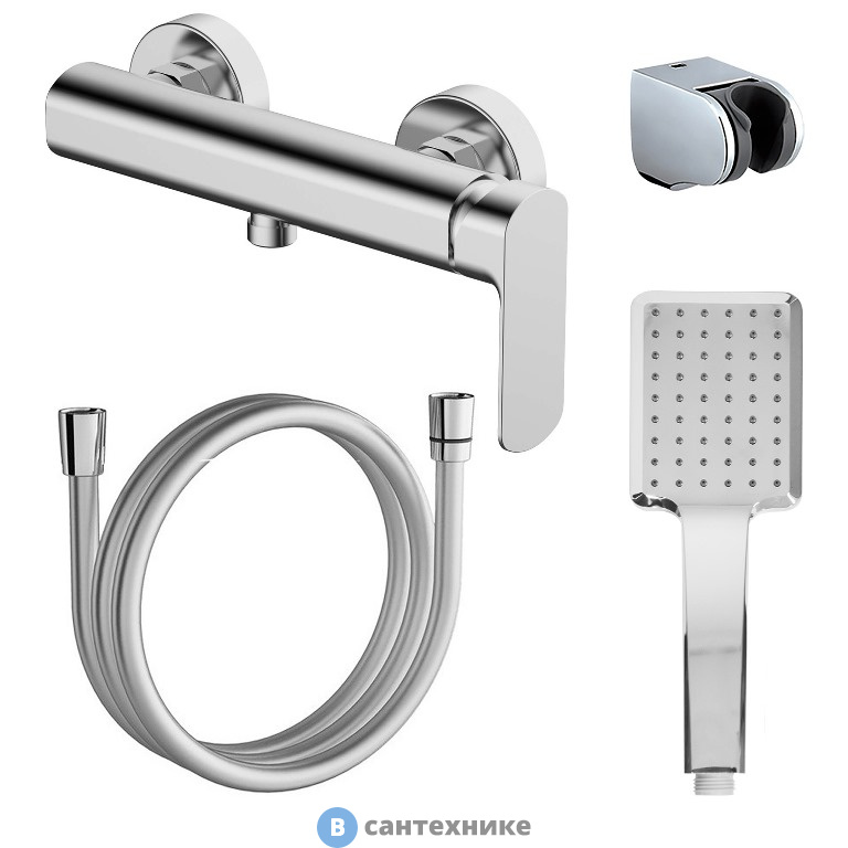 Смеситель AZARIO ASHER AZ-VNN338311C для душа с полным душевым набором, хром