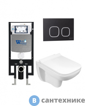 картинка Унитаз с инсталляцией WELTWASSER и кнопкой смыва (AMBERG 497 + KEHLBACH 004 GL-WT + AMBERG RD-BL)
