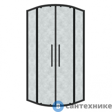 картинка Душевое ограждение Grossman Cosmo 301.K33.02.9090.21.02 (90*90*195) полукруг, раздвижн, черн. матов, стекло шиншилла, без поддона