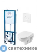 Унитаз с инталляцией Santek БОРЕАЛЬ 1.WH30.2.464 (подв.унитаз, инстал., сиденье дюро м/л, панель смыва белая)