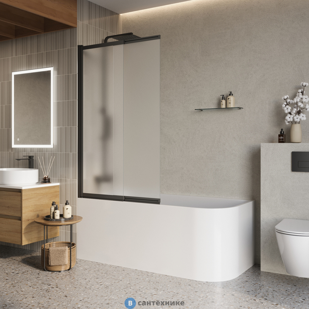 Душевая шторка BelBagno LUCE-VF-11-90/145-P-NERO на ванну