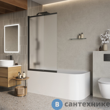 картинка Душевая шторка BelBagno LUCE-VF-11-90/145-P-NERO на ванну