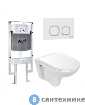 картинка Унитаз с инсталляцией WELTWASSER и кнопкой смыва (AMBERG 497 ST + BAARBACH 004 GL-WT + AMBERG RD-WT)