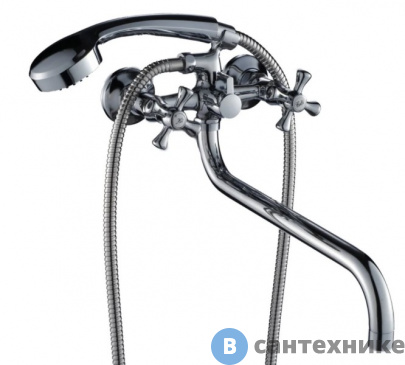 картинка Смеситель Orange CLASSIС M71-221cr двухзахватный для ванны/душа, с душевыми аксесуарами (шланг, лейка, держатель)