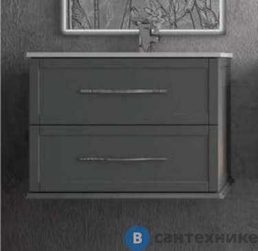 картинка Тумба под раковину Cezares TIFFANY подвесная с двумя выдвижными ящиками доводчиками 55243 Grigio Nuvola, 100x46x55