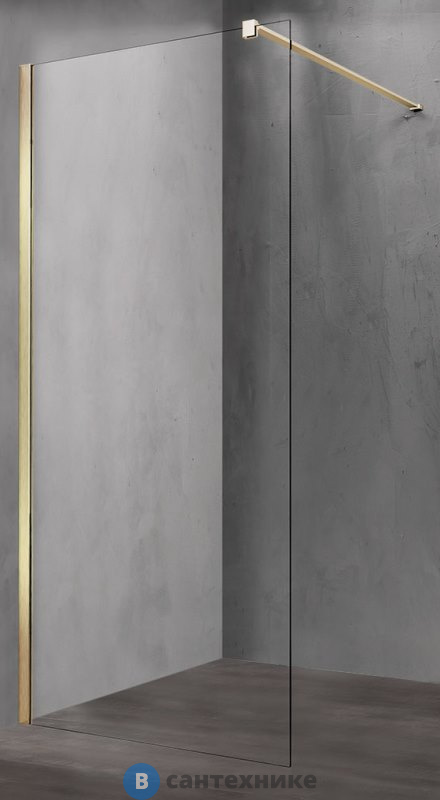 Душевая перегородка Vincea Walk-In VSW-1H700CLG, 700*2000, матовый золотой, стекло прозрачное