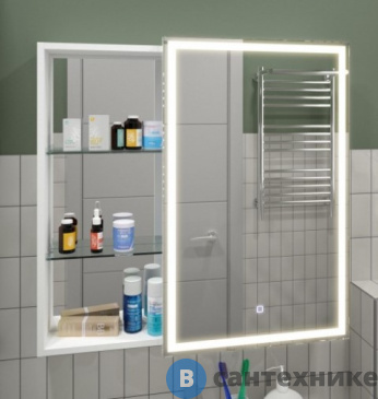 картинка Зеркало-шкаф Континент Aperio LED 800х800 правый с розеткой (МВК007)