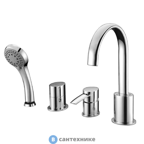 Сместель Lemark Atlantiss LM3241C для ванны встраиваемый, на 4 отверстия, с аксессуарами, хром