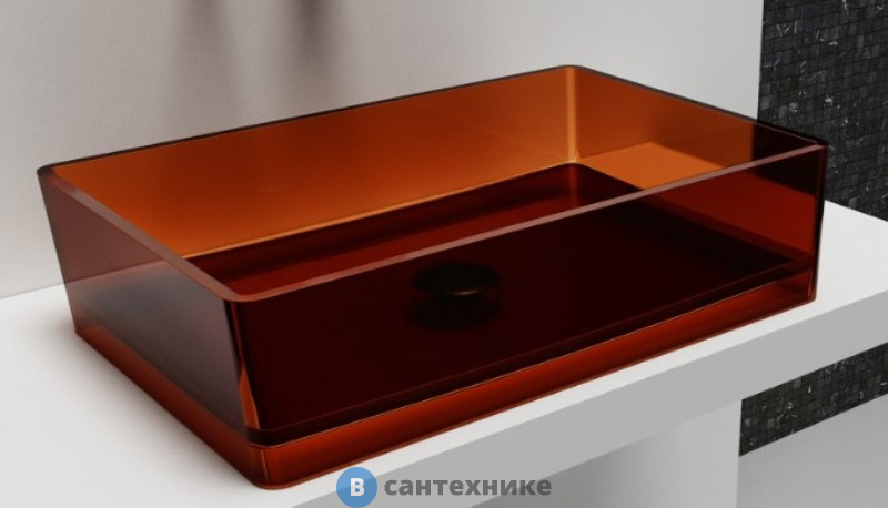 Раковина ABBER Kristall AT2803Opal, накладная прозрачная, коричневый