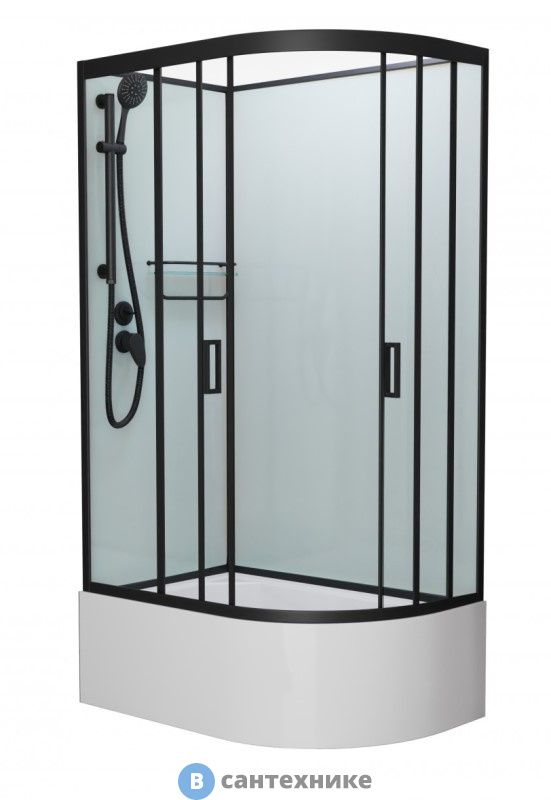 Душевая кабина Frank F412/2L М Black левосторонняя высокий поддон б/к (без крыши) матовое стекло
