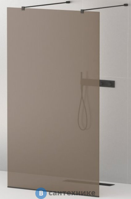 Душевая перегородка Cezares LIBERTA-L-2-110-120-BR-NERO с возможностью двустороннего входа, стекло бронза, профиль чёрный, 1100x1200x1950 мм