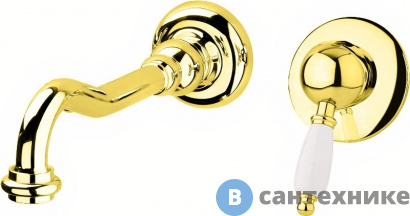 картинка Смеситель Cezares ELITE-BLS1-03/24-Bi встраиваемый для раковины, золото, ручки белые