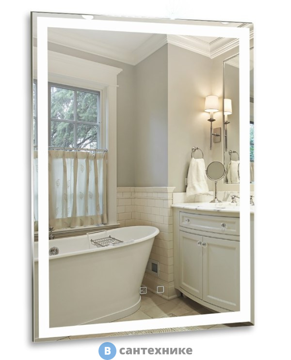 Зеркало AZARIO Рига-VOICE 600х800 голос. управление, подогрев, сенс. выключатель (LED-00002614)