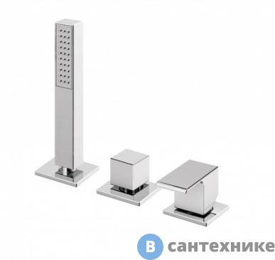 картинка Смеситель Cezares PORTA-BVDM3-BIO на борт ванны с выдвижным душем и переключателем, белый матовый