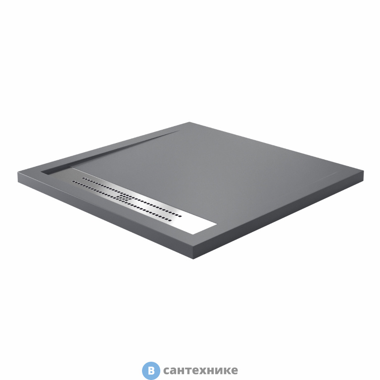 Душевой поддон WasserKRAFT Wiese 84T03 900*900*40, искусственный камень, серый матовый, без сифона