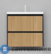 Тумба с раковиной Velvex Klaufs 80.2Y подвесная (шатане/чёрный) (tpKLA.80.2Y-617.217)