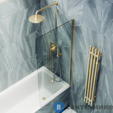 картинка Шторка для ванны в профиле MaybahGlass 1400*400 Стекло 8 мм Бесцветное (MGV-62-3ш)