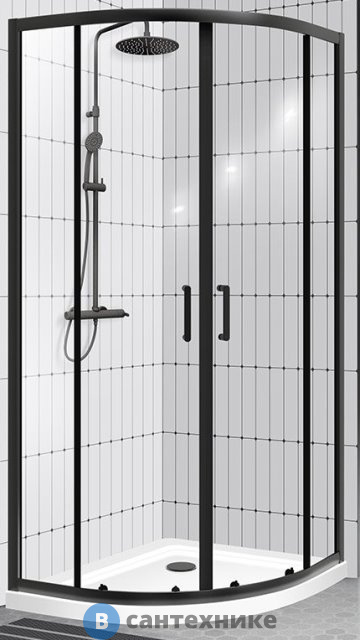 Душевой уголок BelBagno UNO-195-R-2-90-C-NERO без поддона