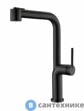 картинка Смеситель BelBagno BB-LAM60-NERO для кухни с выдвижным изливом, двухрежимный, чёрный матовый