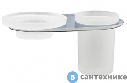 картинка Держатель стакана и мыльницы WasserKRAFT Kammel K-8326 металл, хромоникелевое покрытие, матовое стекло