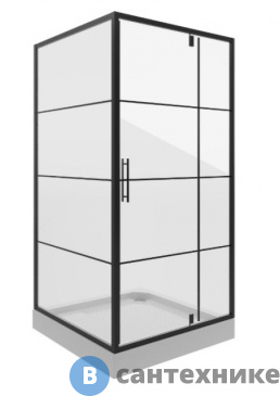 картинка Душевое ограждение Niagara NG-0280-08 black (800х800х1900) квадрат, дверь распашная, без поддона