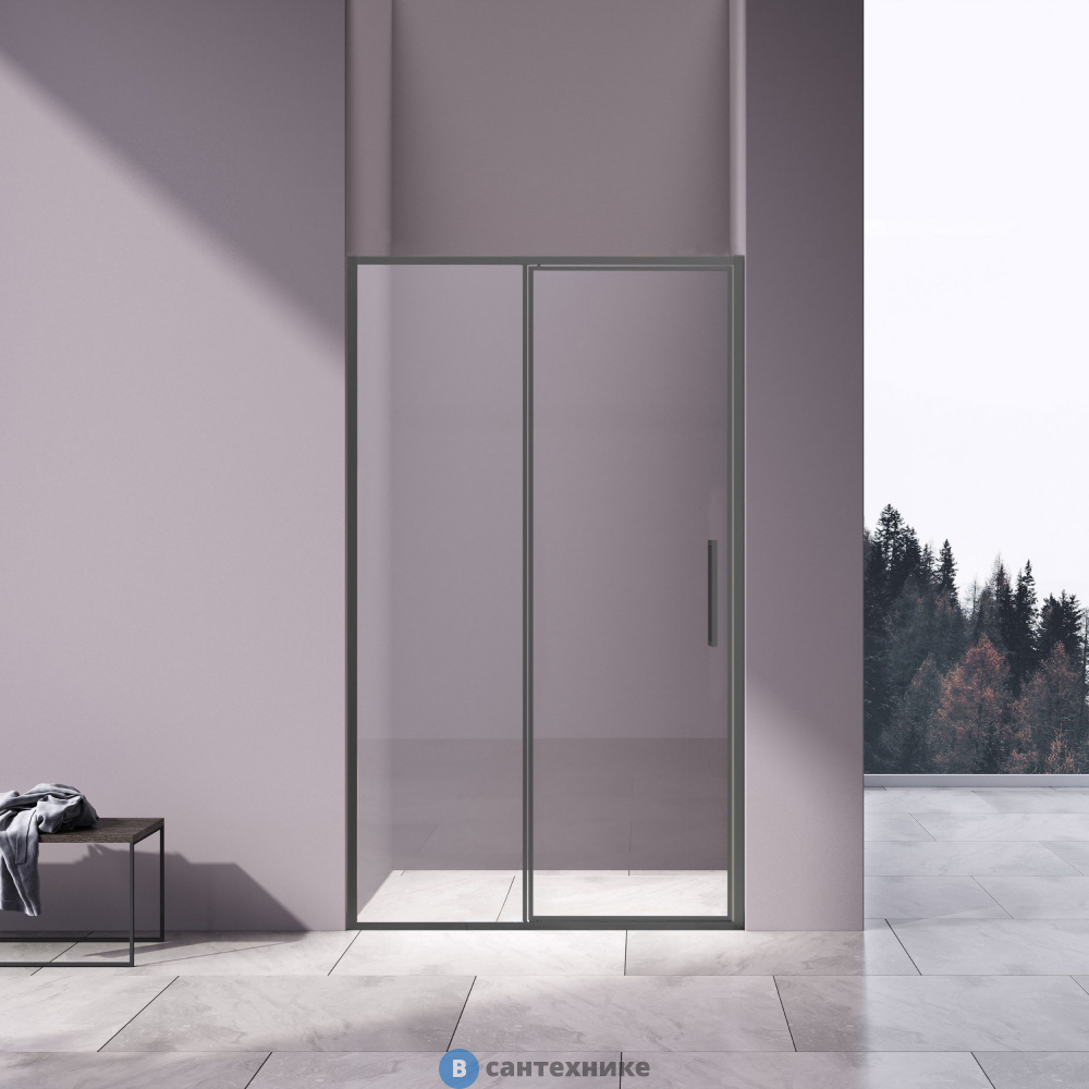 Душевая дверь Vincea Slim 8mm VDP-4SL120CLGM, вороненая сталь, стекло прозрачное