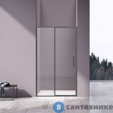 картинка Душевая дверь Vincea Slim 8mm VDP-4SL120CLGM, вороненая сталь, стекло прозрачное