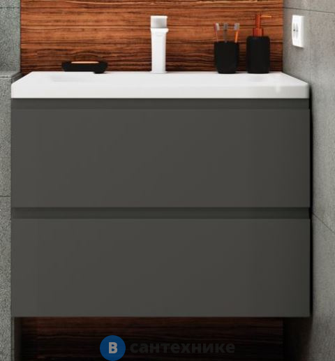 Тумба под раковину Art & MAX BIANCHI AM-Bianchi-750-2C-SO-GM подвесная с двумя выкатными ящиками, серый матовый