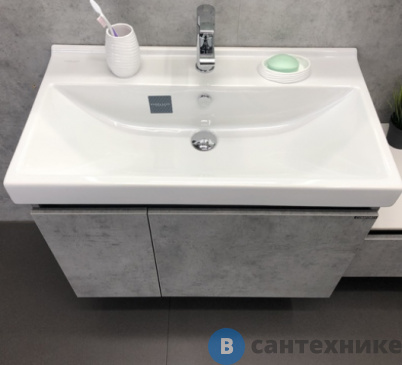 картинка Тумба Comforty Осло-80 бетон светлый с раковиной Fest 80 F01